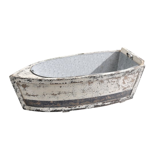 33&#x22; Wood Boat with Tin Insert
